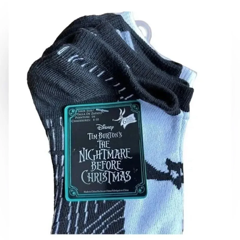 NWT Disney Women’s Teens Ankle Socks 6 Pr Nightmare Before Christmas- Size 6-11